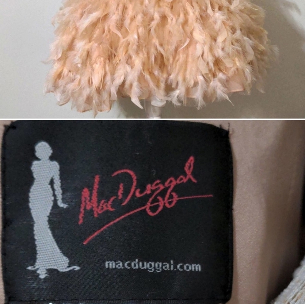 Mac Duggal beaded strapless feather mini dress - Picture 2 of 4